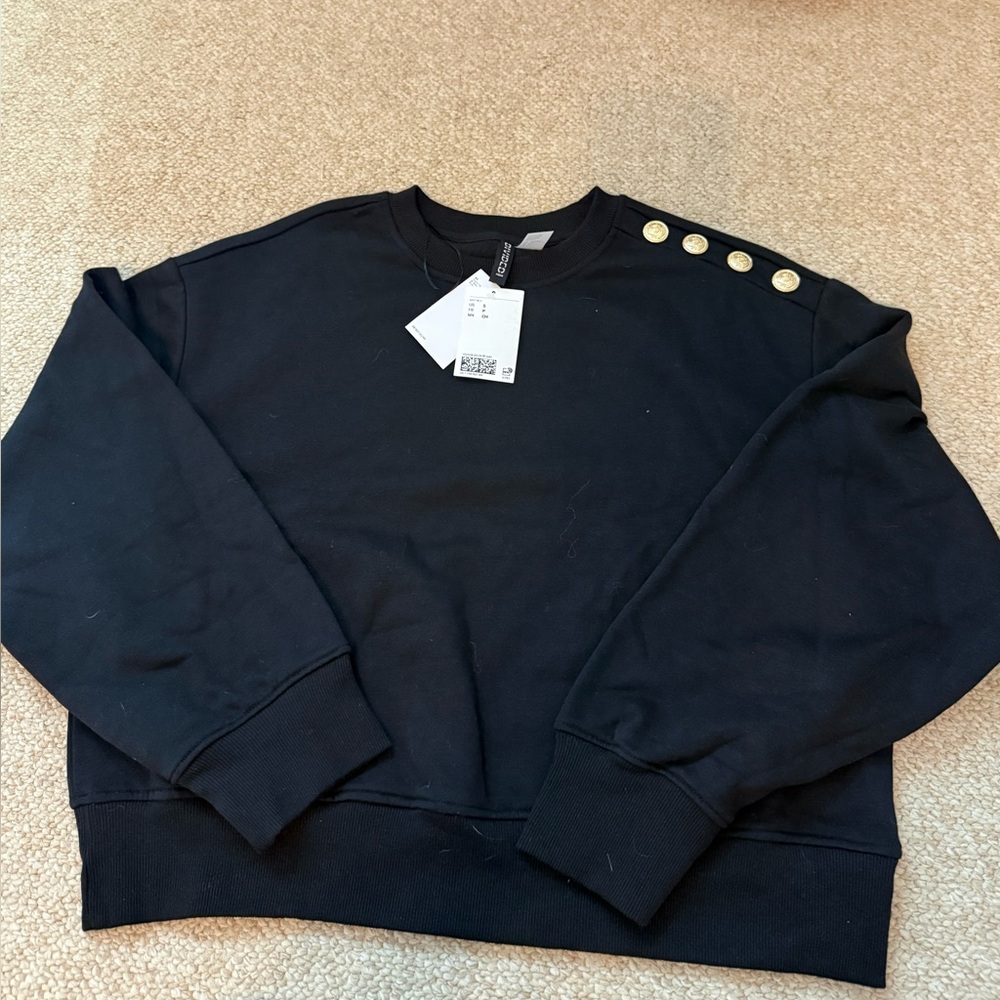 Women’s Black Sweater with Button Detail